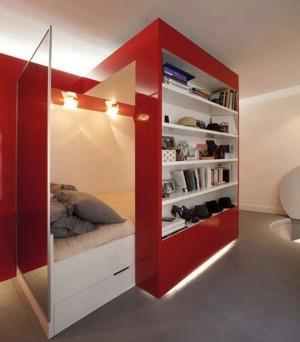 Дизайн кровати внутри шкафа