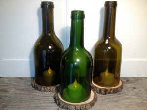 Подставки для свеч из винных бутылок
