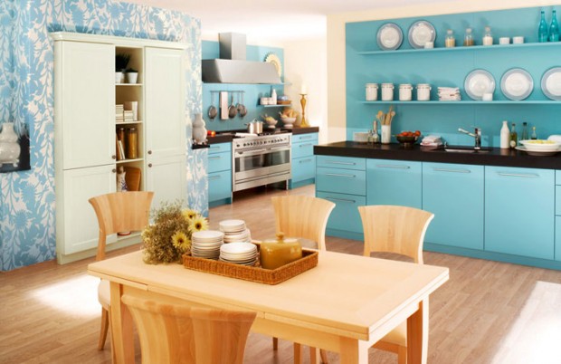 кухня голубого цвета