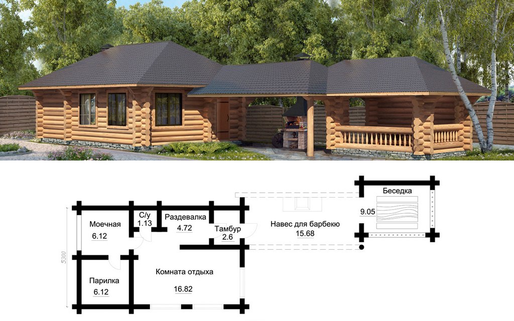 Бани с беседкой под общей крышей проекты