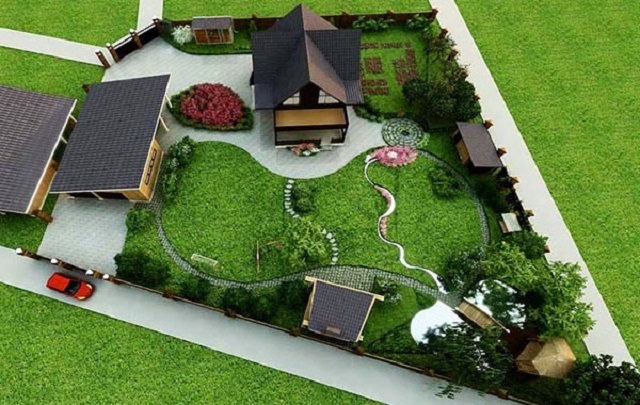 Дизайн участков для загородных домов (74 фото)
