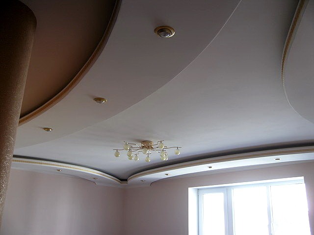 Двухуровневые потолки из гипсокартона (70 фото)