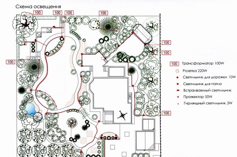 Схема освещения территории