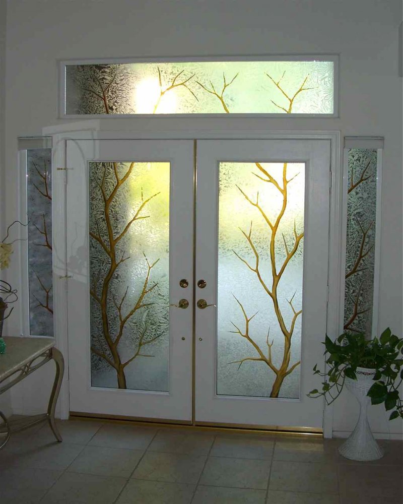 декор двери со стеклом
