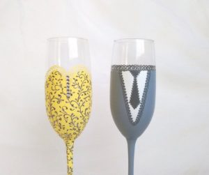 Оформление бокалов для шампанского своими руками