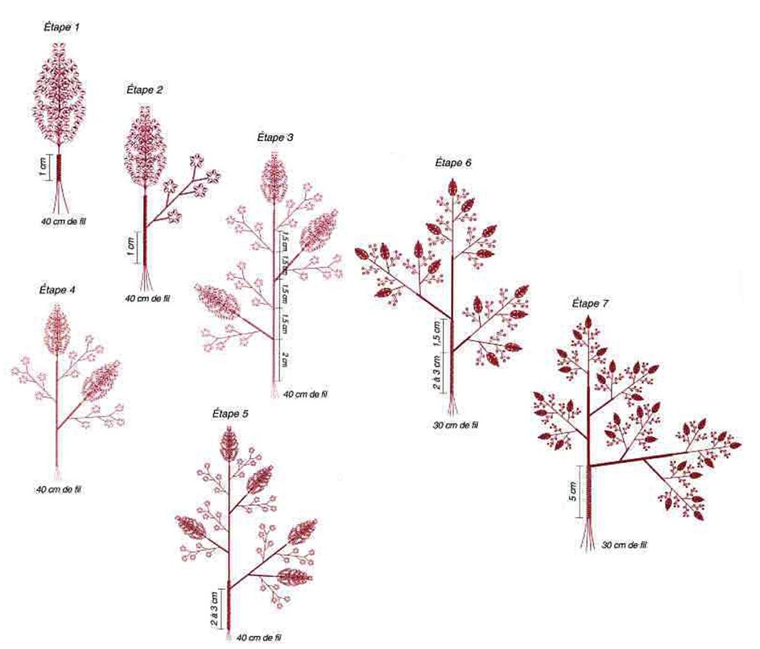 Цветы и деревья из бисера со схемами деревья и цветы