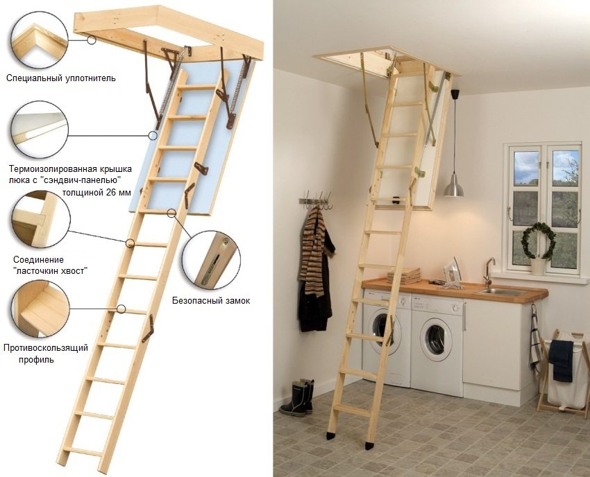 Чердачная лестница фото в доме
