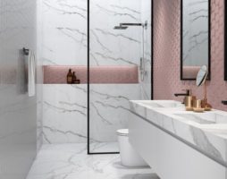 Благородный мраморный интерьер в ванной комнате
