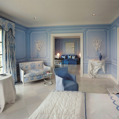 спальня в голубых тонах