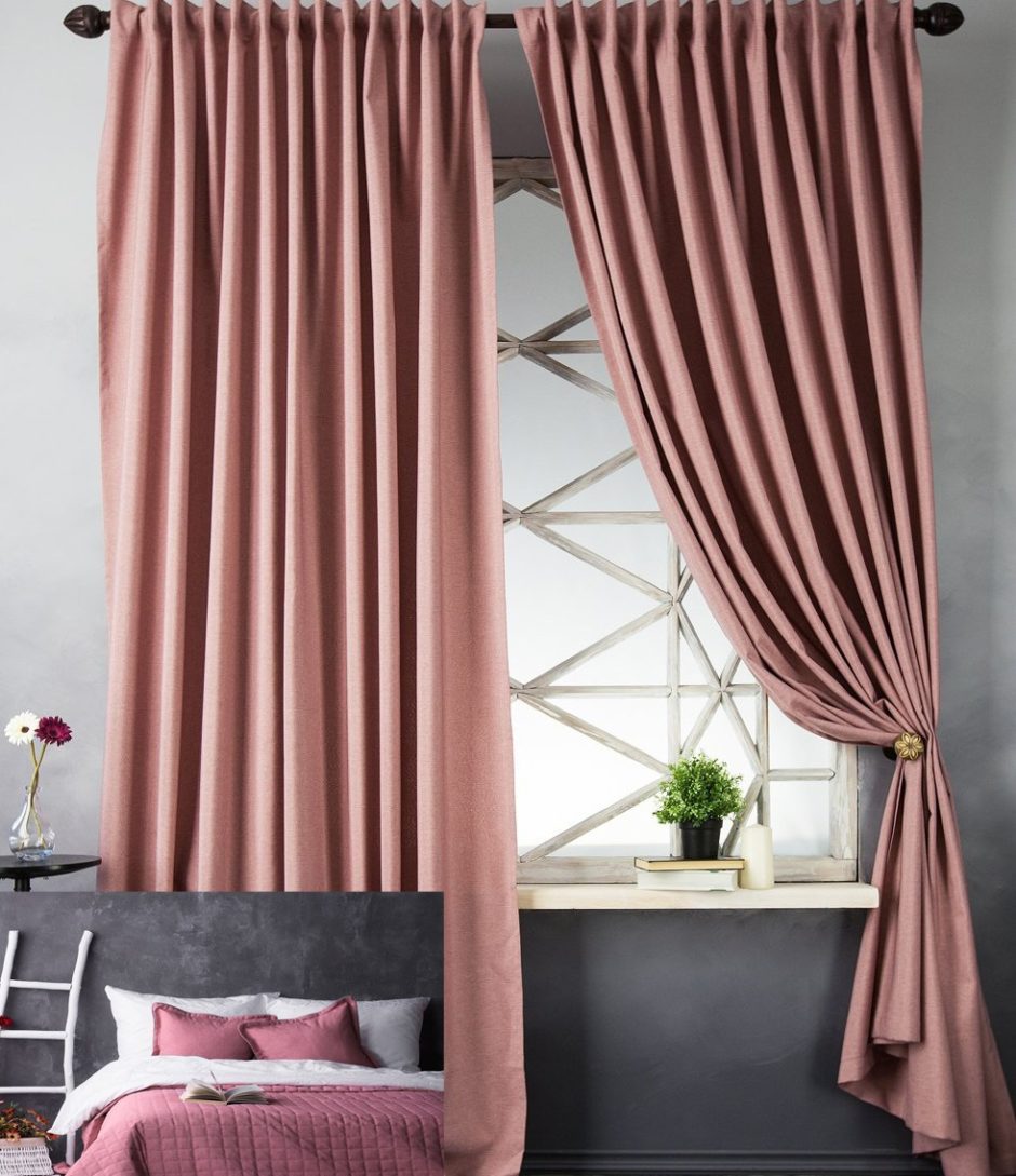 Розовые шторы в интерьере: нежные образы оконных нарядов